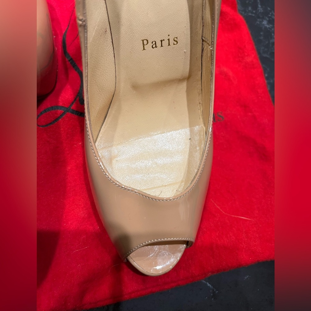 Christian Louboutin Nude Peep Toe Pumps - Picture 7 of 12